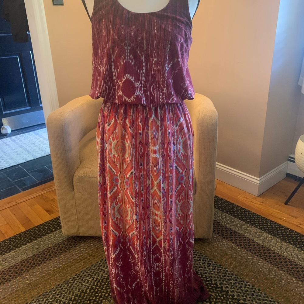 Pink Republic Maroon and Coral Maxi Dress